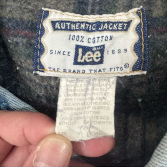 Vintage Lee Storm Rider Wool Blanket Lined Light Blue Denim Jean Jacket Men’s XL - Picture 6 of 10